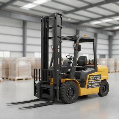 Chariot élévateur haute capacité de 3000 kg avec une hauteur de levage de 6 mètres, adapté à la manutention dans les usines